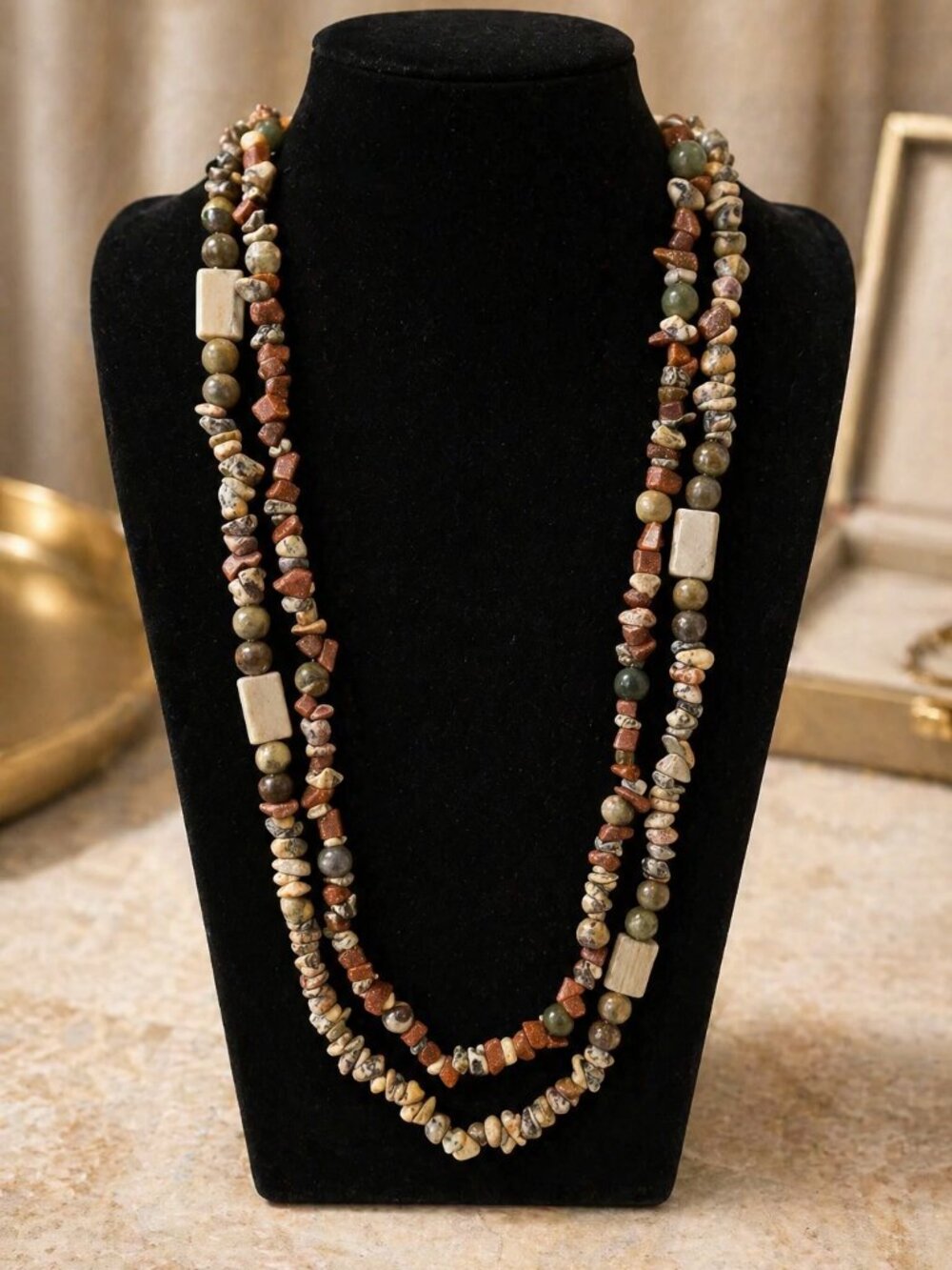 Chips and Beads Amazonite‎ Necklace Set of 2 - New